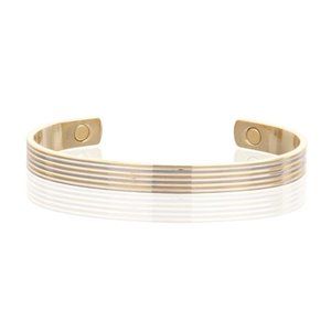 Lines Design Two Tone Magnetic Bracelet Arthritis Pain Therapy Cuff Bangle